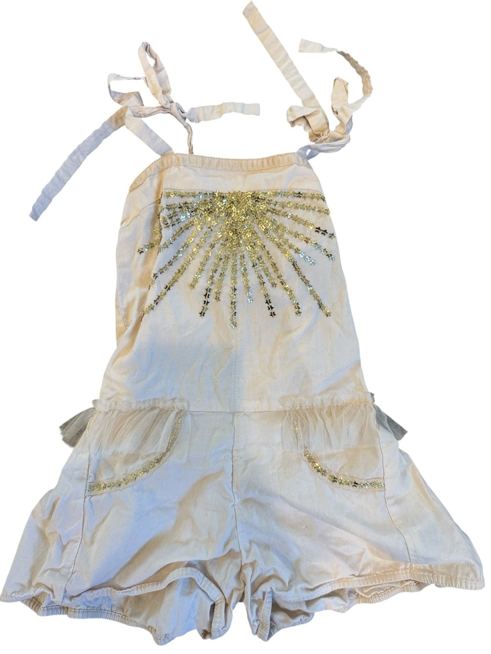 Tutu du Monde Girls Cream Sequin Sunburst Romper